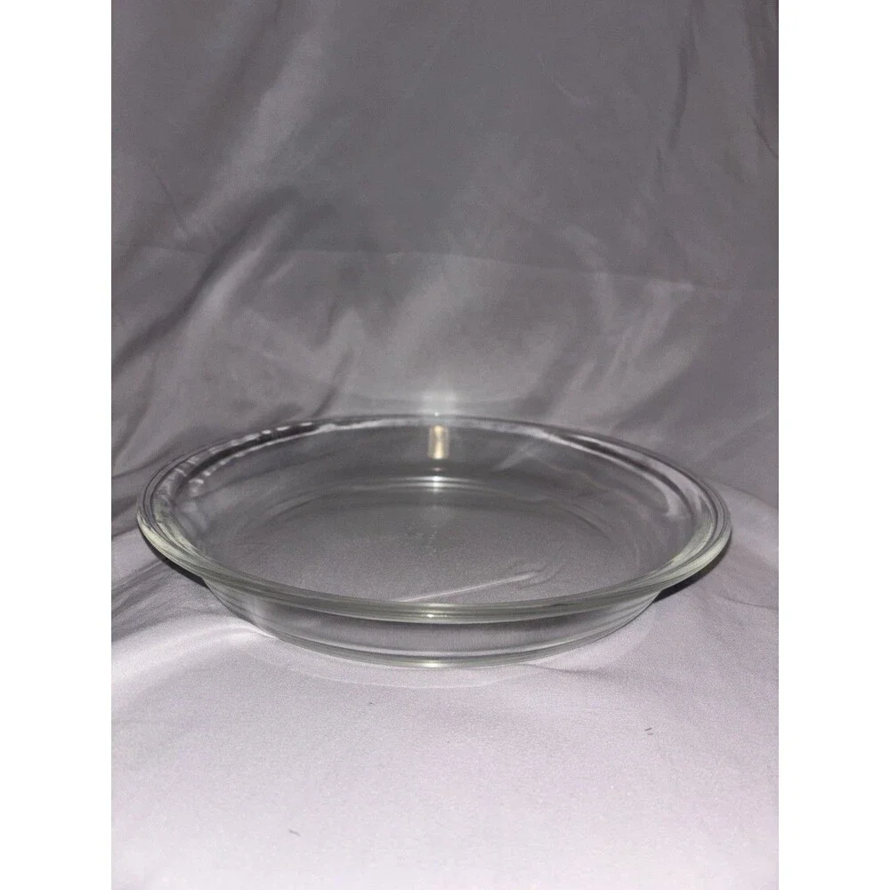 Vintage Pyrex Amber and Clear 9 Inch Round Pie Plate Glass Baking Dish Lot of 2